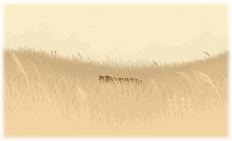 A large, dark object sits among the wafting grass of the prairie.