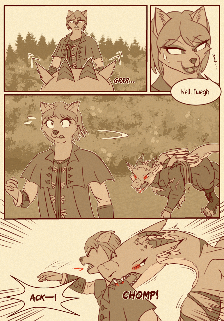 Manga page: Starla assesses the situation and decides the best course of action is a hasty retreat. Asha doesn't allow it. Her appearence has changed even more, now showing distinct dragonic features.