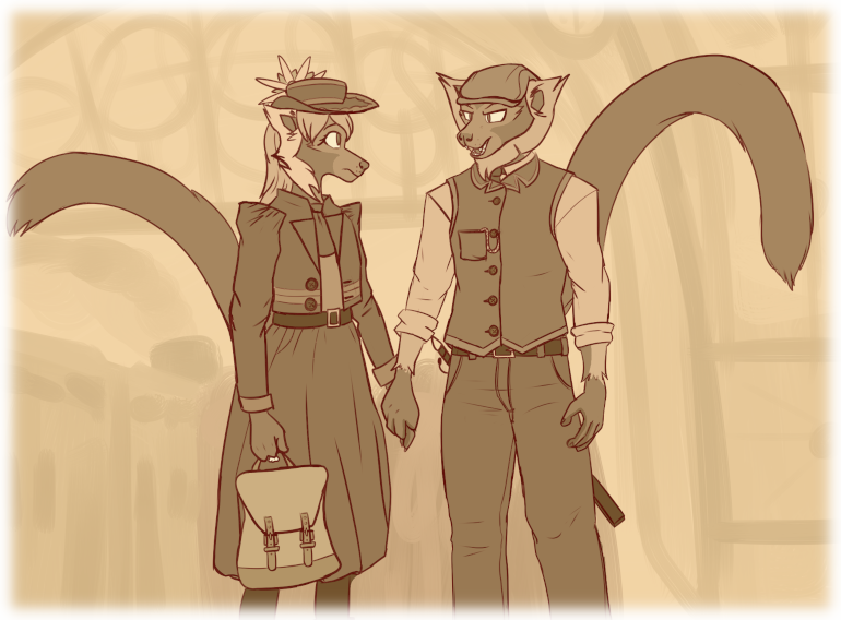Asha and Calypso stand on a train platform discussing what their next move will be.