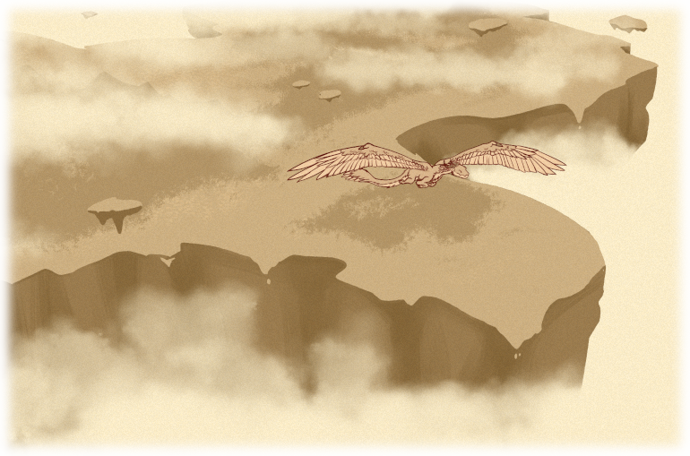 Asha flies high above the Island of Samsivik.