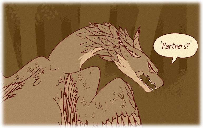 Kuro looks over her wing at Asha and asks her to clarify.