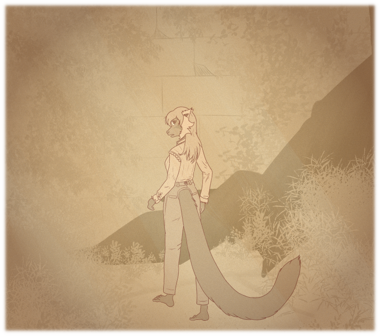 ... A depiction of Asha as a Lemur, dressed in the clothes she was wearing on the morning of the tragedy, stares back at Kuro through the glass.