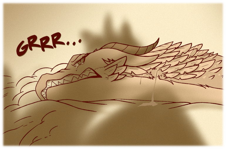 With tears in her eyes, Asha watches helplessly as Kuro pities her. Asha lies in the snow, tears in her eyes and blood dripping down her neck. Kuro is standing above her, casting an ominous shadow across her body.