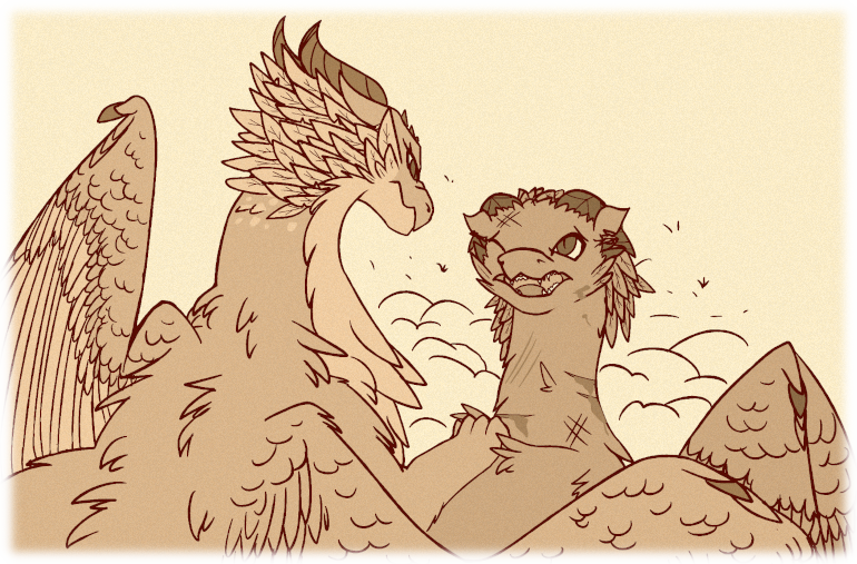 Well, that'll do it for Relmoon, won't it? Personally, I always knew the Princess wouldn't have any trouble dusting him. I was a -little- worried about her and Kuro, but with this, everything's going to be fine. Aw man, this is great! I'm so excited for them! With her talons restraining him, Asha stares down at a remorseful Relmoon.