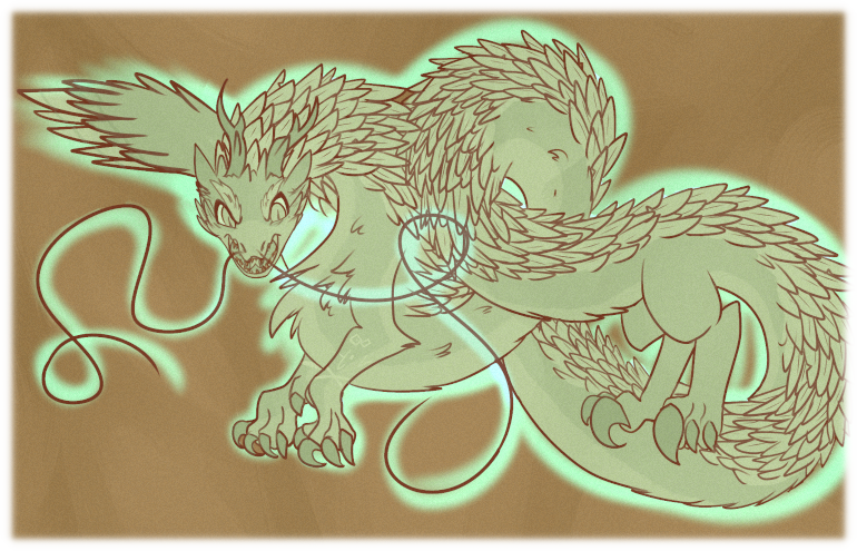 The noodly Dragon deity finally reveals himself to Asha. Like, I guess I can't blame him for taking so long? This whole 'modern chimeric Lordanou' thing is a real can of worms. I don't envy him. The Dragon deity reveals himself as a magnificent, glowing serpentine noodle-like Dragon.