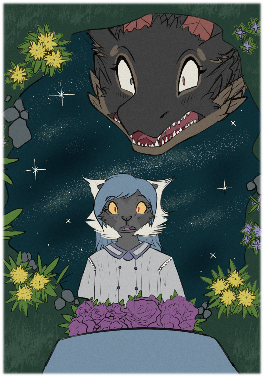 So, how do you suppose this one's gonna go? Lemur, or Lithan? Mate, or mother? Hey, did anyone notice her hair's grown out and her ruff is a little bit fluffier? What's up with that, huh? Asha stares into the water and sees a reflection of her Lemur self.