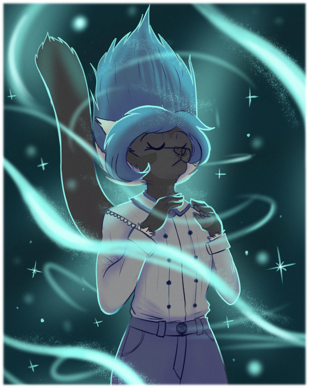 Elementia surrounds Princess Asha, returning her to her original form. 