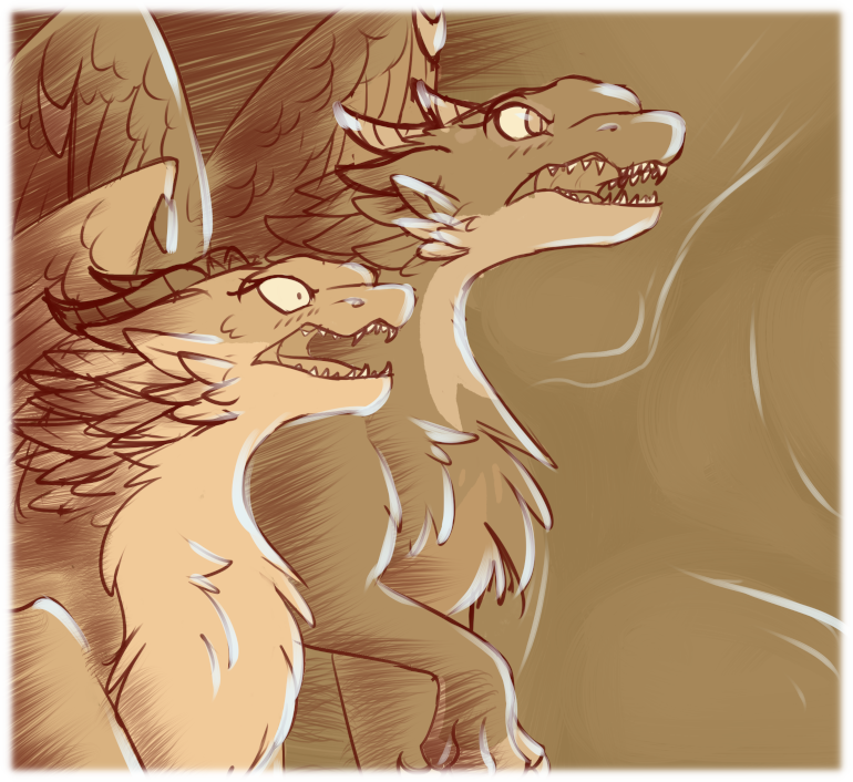 Asha and Kuro look on at whatever the fwegh is happening over there. With pale light shining against them, Asha and Kuro stare on in horror at the rift before them.